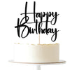 Happy Birthday Cake Topper,black Glitter Cake Pick Bunting Decor for Anniversary Birthday Party Cake Decorations Supplies