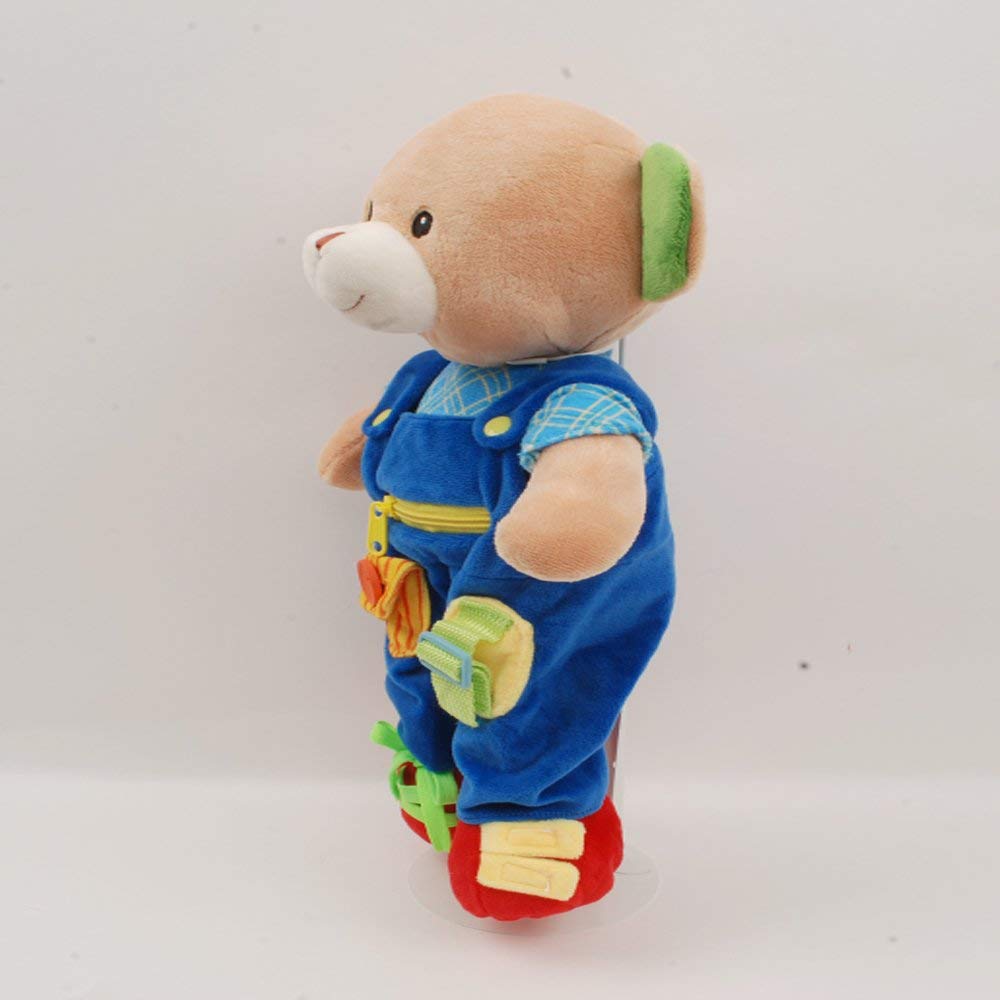 Linzy Plush 16" Educational Teddy Bear, Adorable Plush Bear Comes with clad,a Removable Outfit Packed with Closures-Perfect for Testing a Little One's