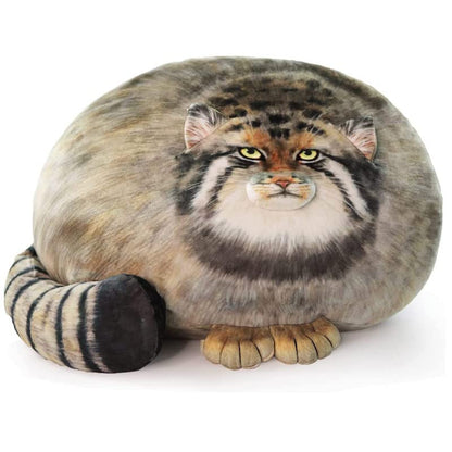 Chubby Steppe Cat Pillow,18'' Pallas Cat Plush Pillow, Cute Steppe Cat Stuffed Animals Soft Plushies, Kitten Plush Throw Pillow Doll Big Plush Toys