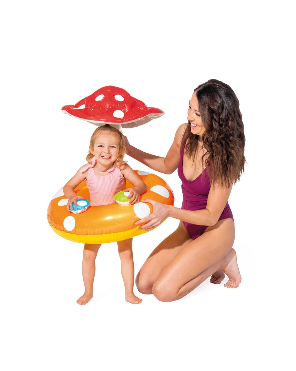 INTEX Mushroom Kiddie Pool Float, Children's Inflatable Mushroom Shaped Seat and Sun Shade