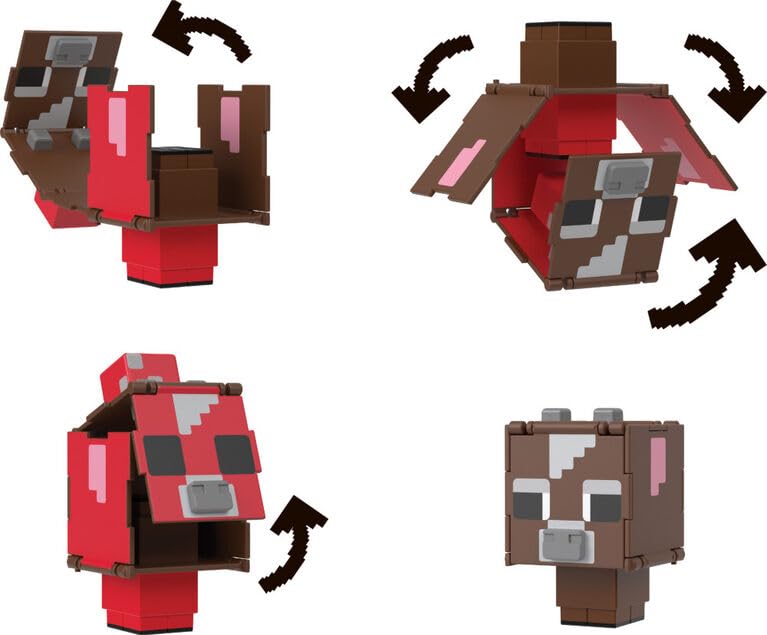 Minecraft Flippin Figs Mooshroom Cow with 2-in-1 Fidget Play 3.75-inch