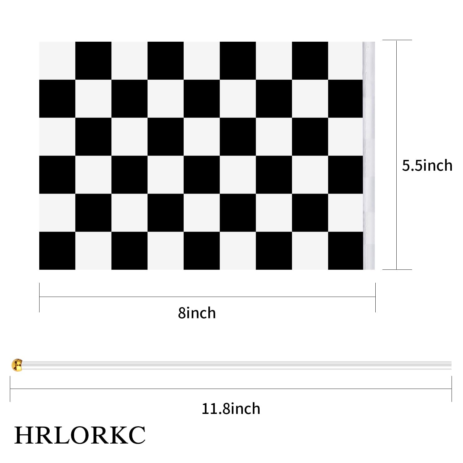 98ft Checkered Black & White Pennant Banner Racing Flags and 20Pcs 11.8 Inch Racing Flags with Plastic Sticks for Racing Party Supplies by HRLORKC
