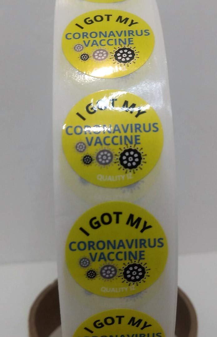 1" I Got My Corona Vaccine, Stickers (Yellow, 100/roll)