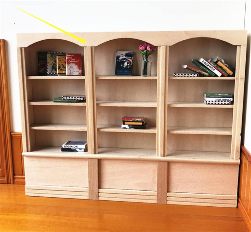 EatingBiting 1:12 mini Miniature Furniture Wooden Display Cabinet Bookcase Book Shelf Cabinet Wardrobe Model for Fairy Garden 23 x 17.9 x 2.8cm / 9.1