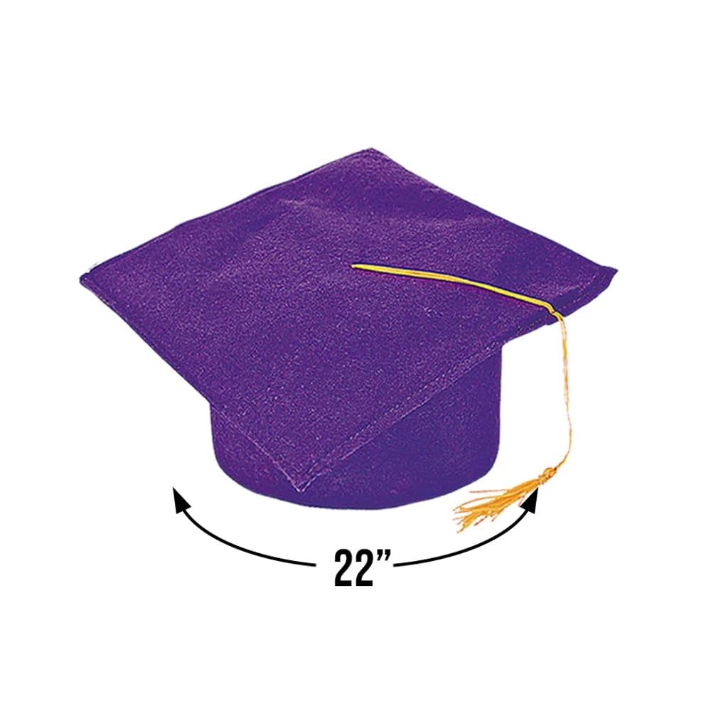Fun Express Purple Felt Graduation Caps for Graduation - 12 Pieces