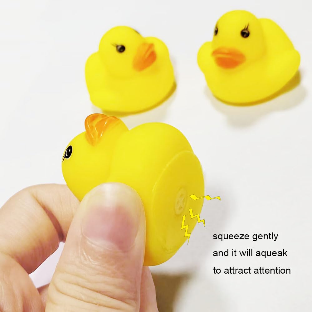 SOHAPY 100Pcs Mini Yellow Rubber Ducks Tiny Baby Shower Rubber Ducks, Squeak Fun Baby Yellow Rubber Bath Toy Float Fun Decorations for Shower Birthday
