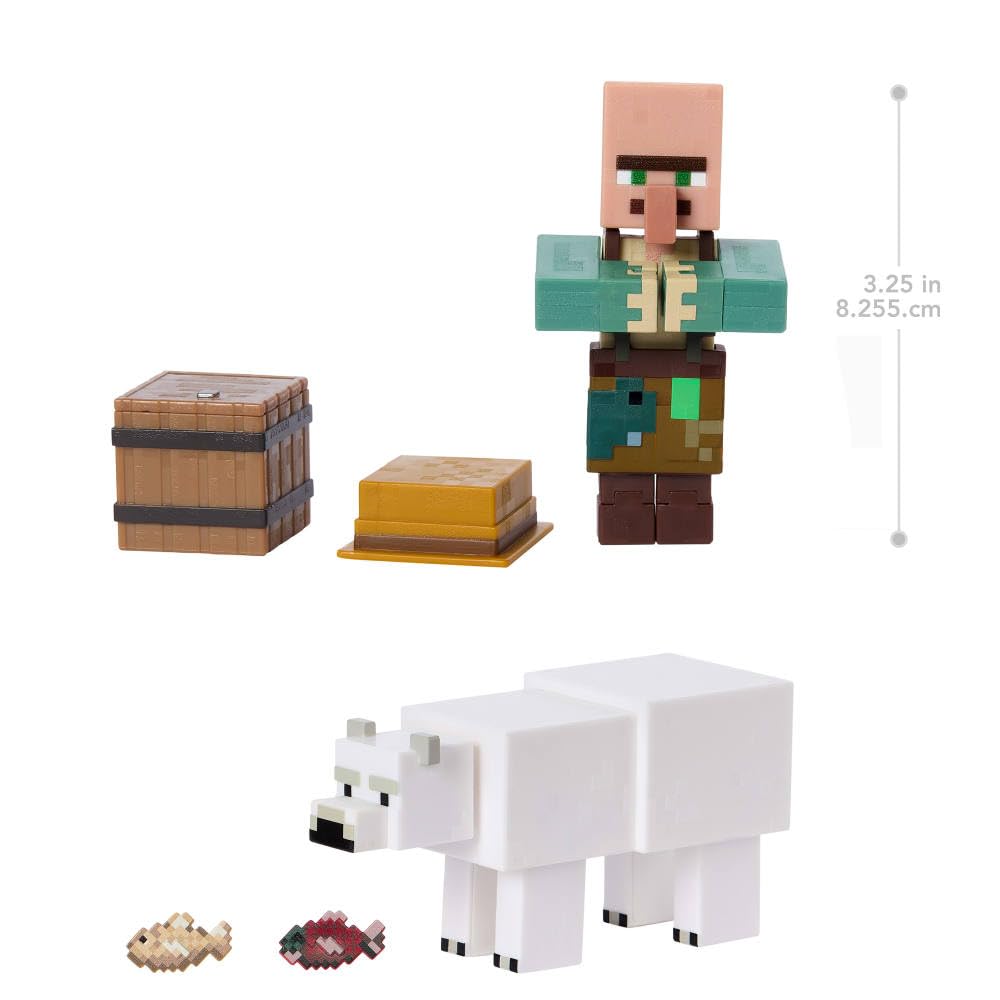 Mattel Minecraft Action Figures & Accessories 2-Packs, 3.25-inch Scale with Pixelated Design, Collectible Toy Set