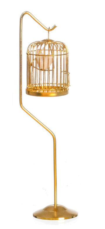 Dollhouse Miniature Birdcage with Bird on Stand