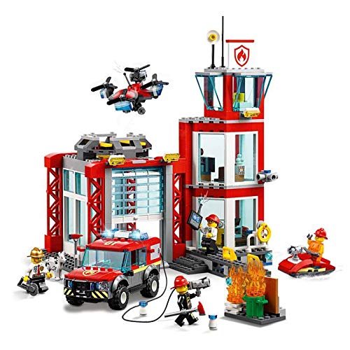 LEGO City Fire Station 60215 Fire Rescue Tower Building Set with Emergency Vehicle Toys Includes Firefighter Minifigures for Creative Play (509