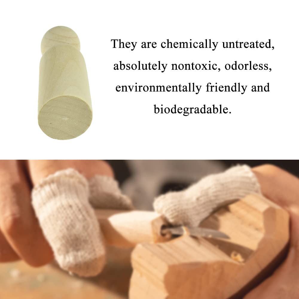 HAHIYO 3.5inches 2PCs Dad-Shape Wooden Peg Dolls Unfinished Wooden People Peg People Unfinished Craft Dolls Wooden Figures Doll Bodies Decorative Peg