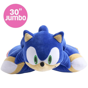 Pillow Pets Sonic The Hedgehog Jumbo 30" Plush Pillow Pet - Giant Soft Stuffed Animal, Unfolds into Comfortable Pillow for Sleep, Play, and Nap Time