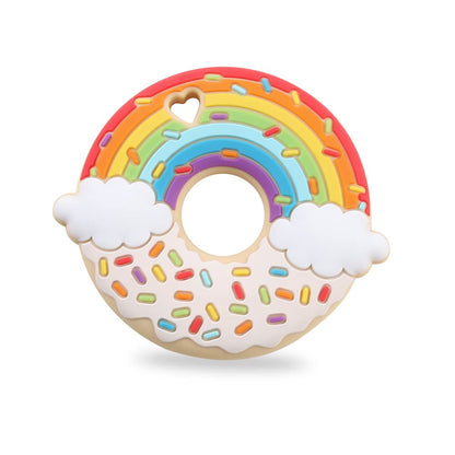 AmazingM Rainbow Donut Sensory Chew Teether for Boys and Girls,Food Grade Silicone Safety Chewy Teething Toy for Kids with Autism, ADHD,Oral