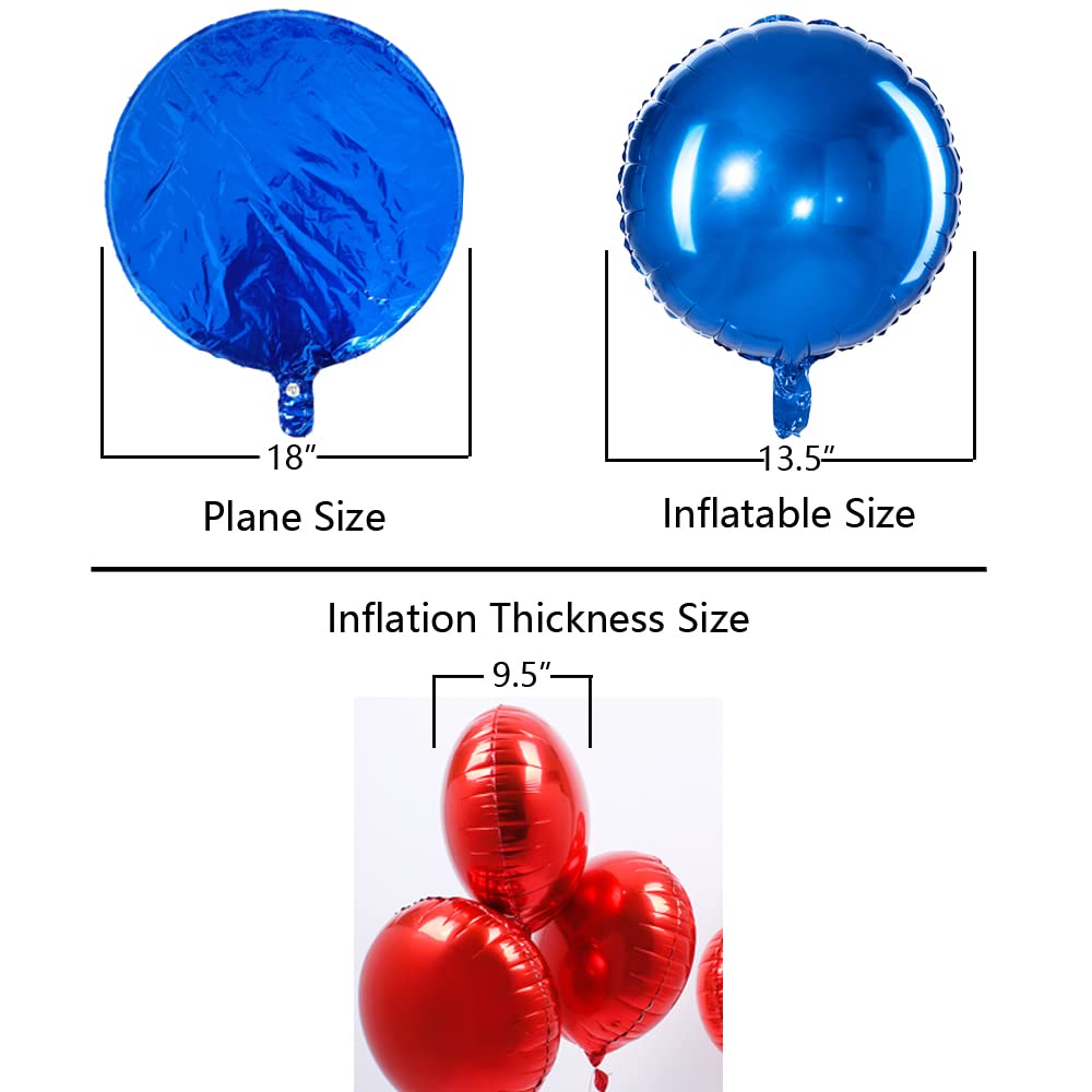 18" Blue Round Shaped Foil Balloons Mylar Helium Balloons for Birthday Party Wedding Baby Shower Decorations, Pack of 20