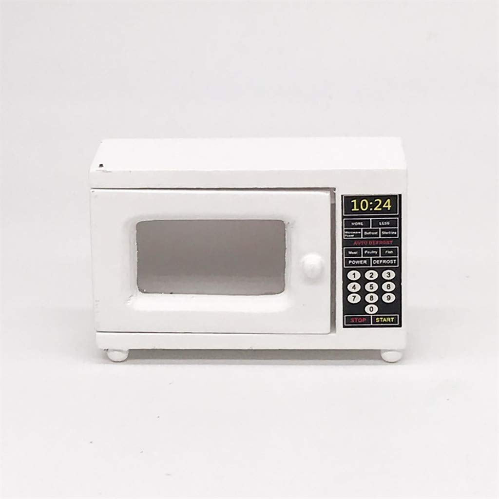 SXFSE Dollhouse Decoration Accessories,1:12 Dollhouse Miniature Furniture Room Wooden Furniture Microwave Oven White