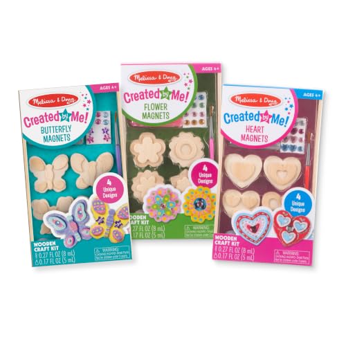 Melissa & Doug Decorate-Your-Own Wooden Magnets Craft Kit Bundle (12 Magnets) - Wood Crafts for Kids, Preschool Toys, and Learning Resources for Ages