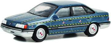 1986 Taurus Blue Metallic Zalinsky Auto Parts Crash Test Vehicle (1995) Movie Hollywood Series Release 38 1/64 Diecast Model Car by Greenlight 44980A