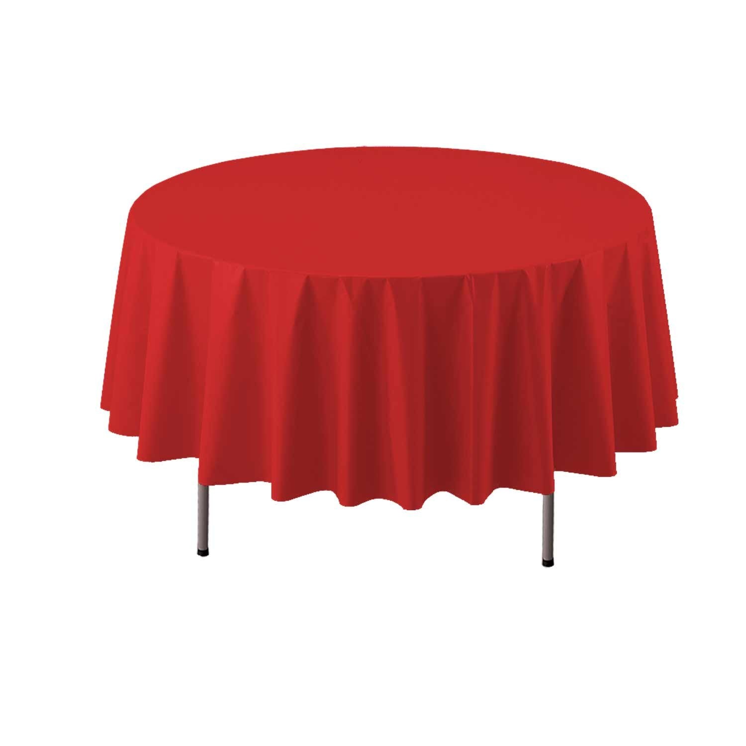 Party Essentials ValuMost Round Plastic Table Cover Available in 16 Colors, 84", Red