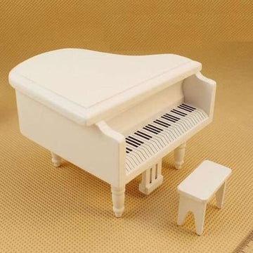 EatingBiting mini House Miniature Piano with Chair,1:12 Small House Miniature Furniture White Piano with Chair Miniature 1:12 Scale Fairy Home Scene