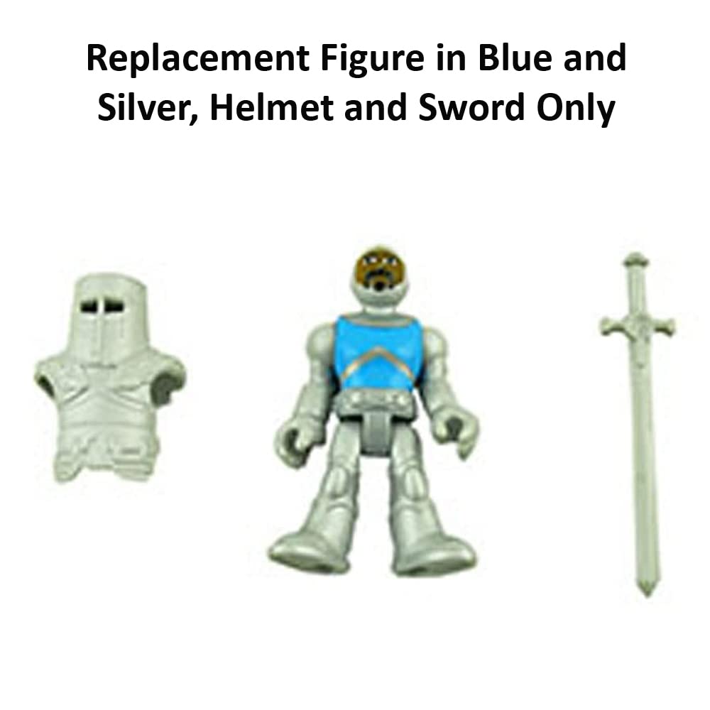 Imaginext Replacement Parts for Fisher-Price Clobbering Crossbow Playset - HCG67 ~ Replacement Figure in Blue and Silver, Helmet and Sword