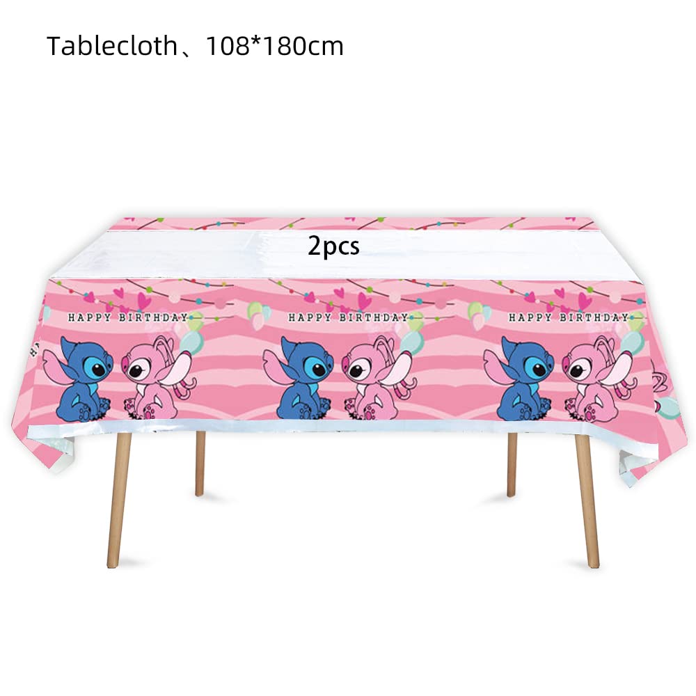 Losede 2pcs Pink Birthday Party Tablecloth Table Cover,Birthday Supplies Decorations (70'' x 42'') (2pcs)