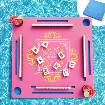 GKQWLW Floating Mahjong Table for Pool, Double-Sided Waterproof Float Game Tray for Mahjong, Poker, Cards, Dominoes Scrabble, Water Game Table