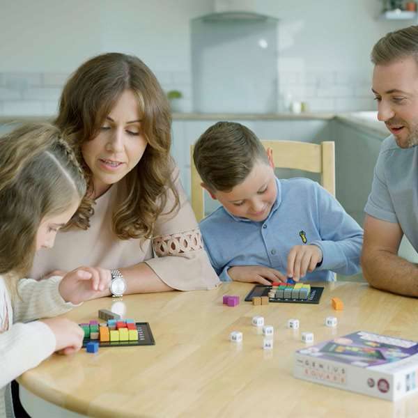 The Genius Square from The Happy Puzzle Company - Game of The Year Award Winner, 60000+ Solutions STEM Puzzle Game. Roll Dice, Race Your Opponent