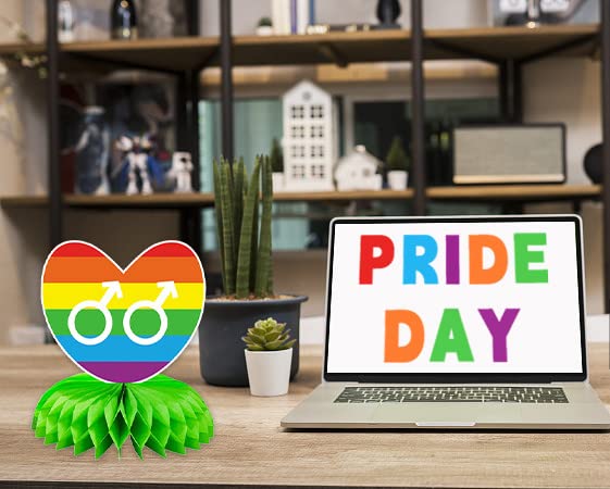 9PCS Pride Honeycomb Table Centerpiece Pride Day Decorations Rainbow Honeycomb Centerpiece LGBT Love is Love 3D Table Toppers Centerpiece Signs