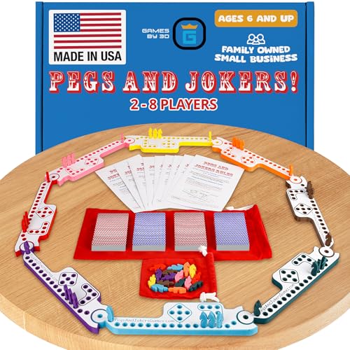 GAMES BY 3D Pegs and Jokers Board Game - Strategic, Fun, Engaging, and Portable - Play with Family and Friends - Easy to Learn - Travel-Friendly