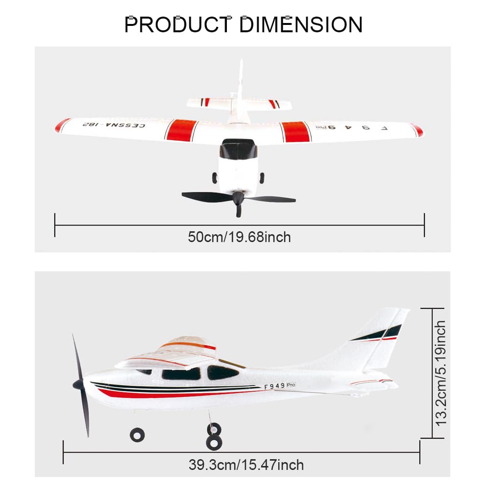 Park10 Toys RC Airplane F949pro RC Plane 1020 Motor 3CH 2.4GHZ EPP RC Plane for Adults CESSNA-182 3D6G Gyroscope RTF RC Glider Planes with 2 Batteries