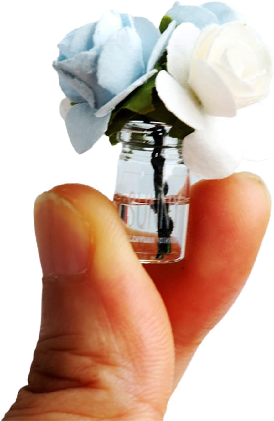 1:12 Scale Miniature Glass Vase for Dollhouse and Diorama Displays, Hand-Painted Flower Bottle for Miniature Gardens, Terrariums and Model Landscapes