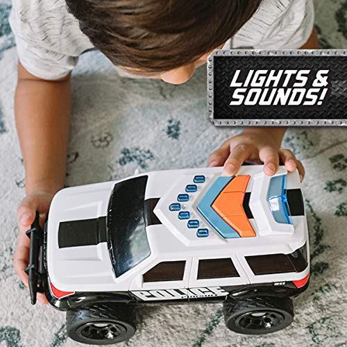 Sunny Days Entertainment Maxx Action 12’’ Large Police Car Toy - Siren Sounds and Bright Lights | Motorized Drive and Soft Grip Tires | Rescue SUV