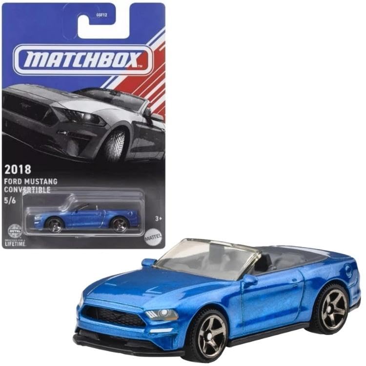 Matchbox Ford Mustang Convertible Diecast Car, 2018, Blue, 1:64 Scale