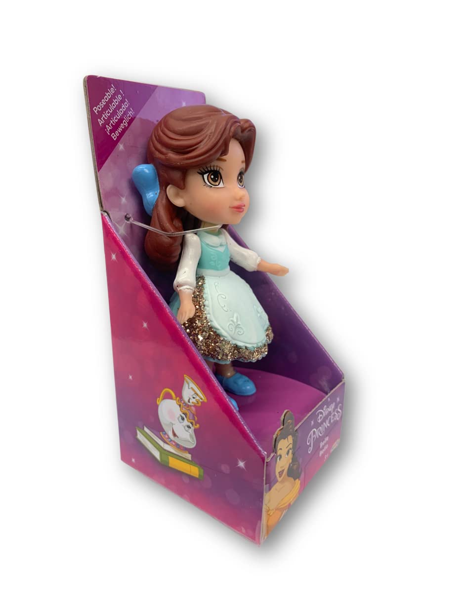 Amarina Packed in Clear Box for Gift Disney Princess Mini Poseable 3.5 inches Doll Choose from All 11 Style Princess Characters (Belle Blue)