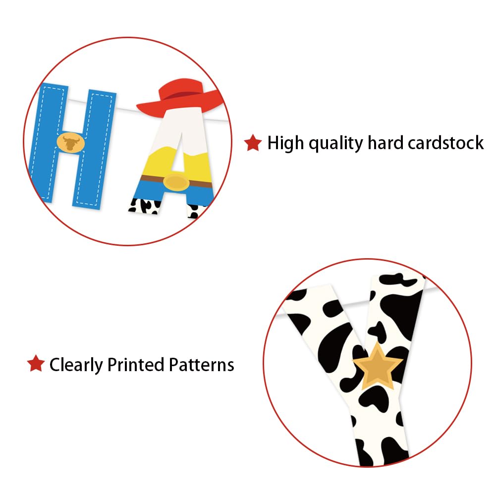Cartoon Toy Birthday Banner And Garland - Decorative Items For Cartoon Story Party - Theme: Cowboys And Space Heroes - Reusable Party Banner - Indoor