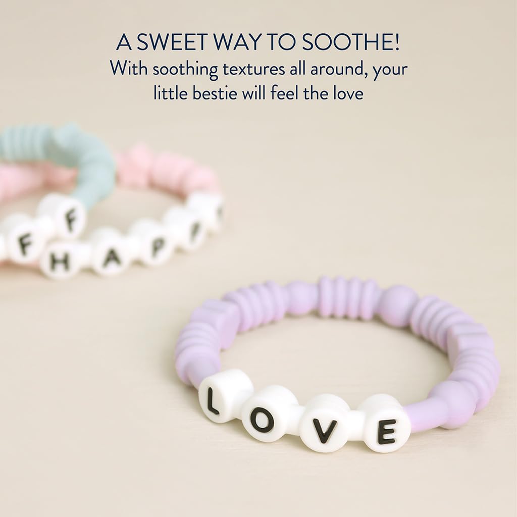 Itzy Ritzy Teething Rings - Set of 3 Textured, Silicone Rings for Ages 3 Months & Up - One-Piece Design with Adorable Messages (Pastel)