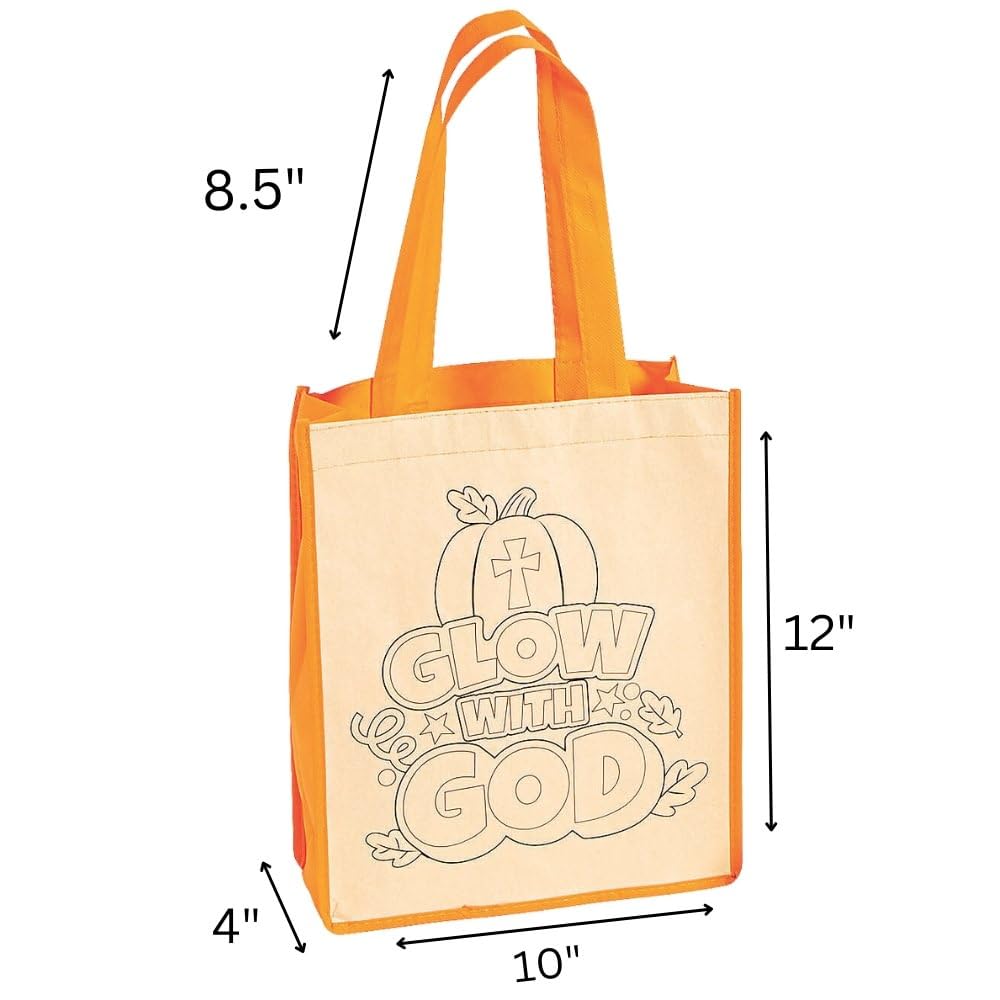 Fun Express Color Your Own Medium Christian Halloween Tote Bags - Craft Kits - 12 Pieces