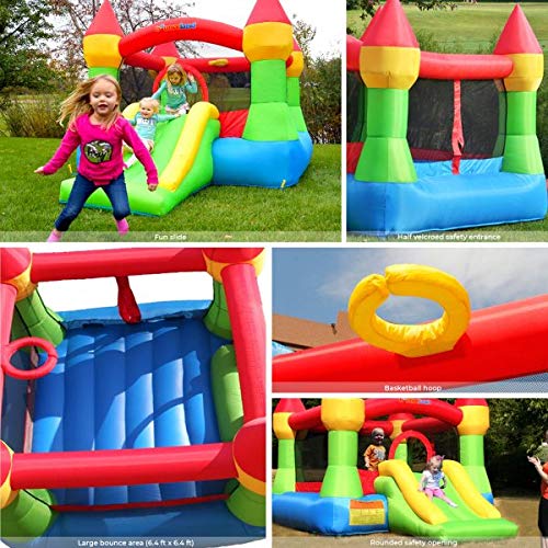 Bounceland Bounce House Castle with Basketball Hoop Inflatable Bouncer, Fun Slide, Safe Entrance Opening, UL Certified Strong Blower Included, 12 ft x