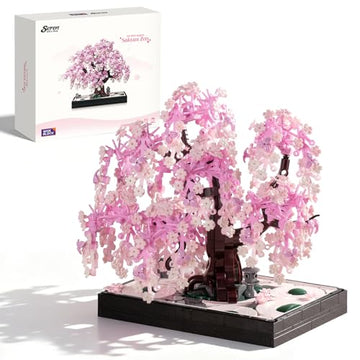 Wise Block Cherry Blossom Bonsai Building Set for Adults, Ages 18+, Pink Sakura Tree Artificial Plant for Home, Office or Bedroom Decor, Botanical