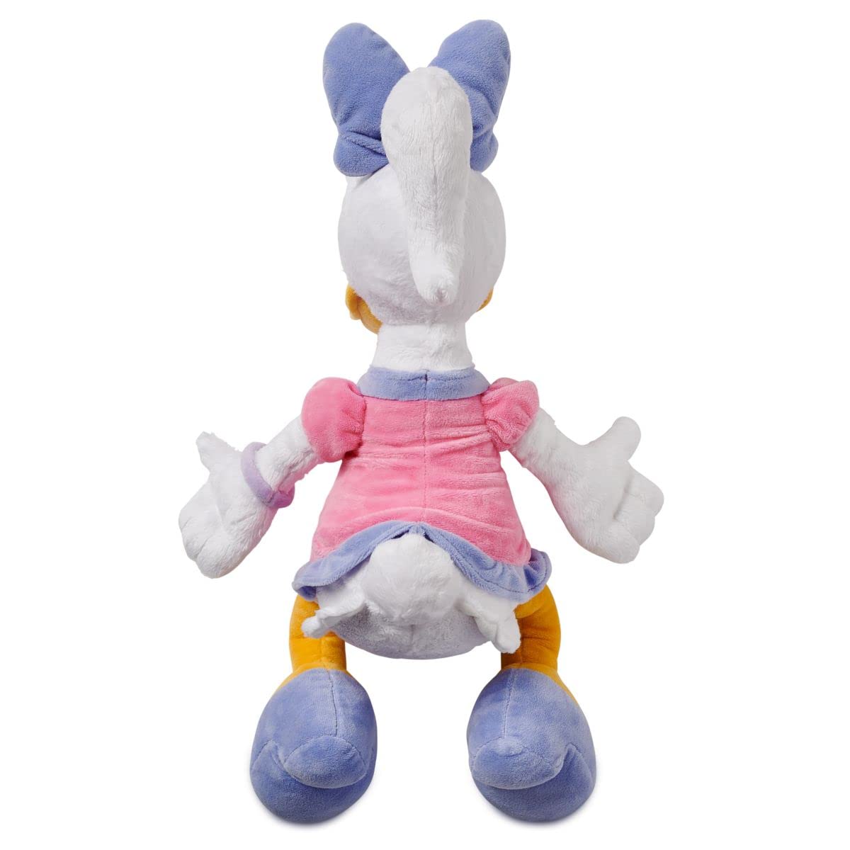Disney Store Official Daisy Duck Medium Soft Toy for Kids, Cuddly Character with Fuzzy Texture and Embroidered Details in Pink and Purple Dress