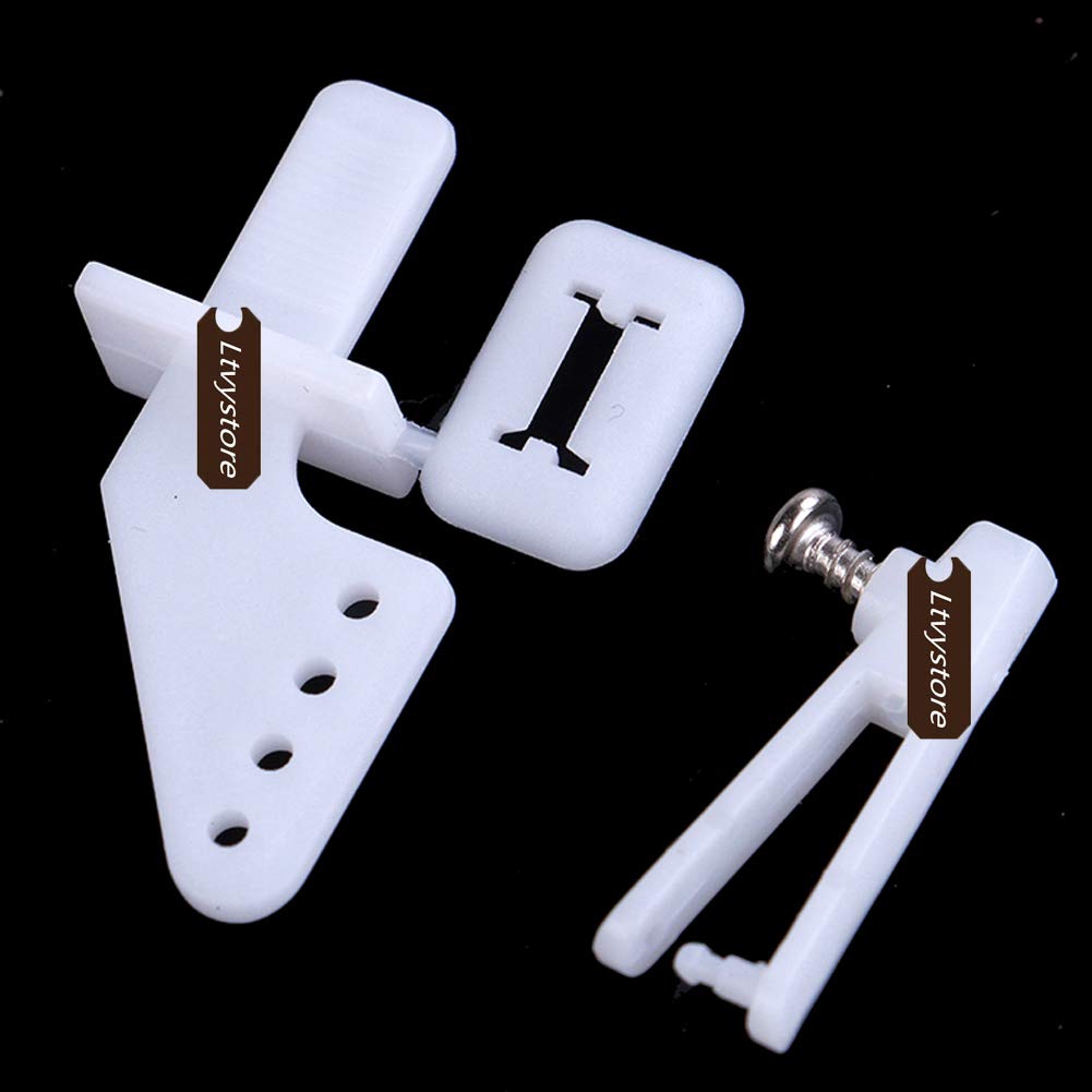 Ltvystore 10Pcs Adjustable Pushrod Connector Linkage Stopper 1.3mm & 10Pcs Nylon Control Horns 21x10 mm & 10Pcs 1.2 x 210mm Z Push Rods Parts