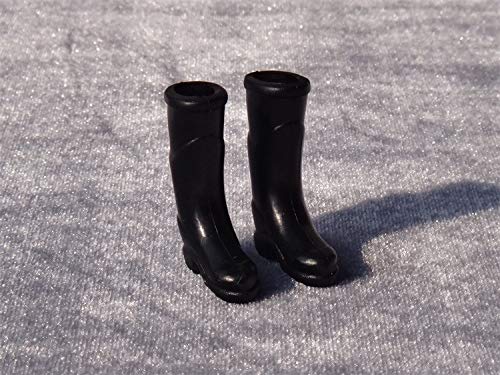 SXFSE Doll Accessories, Dollhouse Miniature Scene Model Black Rubber Rain Boots Shoes Decoration Pretend Play Toy (Black)