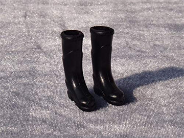 SXFSE Doll Accessories, Dollhouse Miniature Scene Model Black Rubber Rain Boots Shoes Decoration Pretend Play Toy (Black)