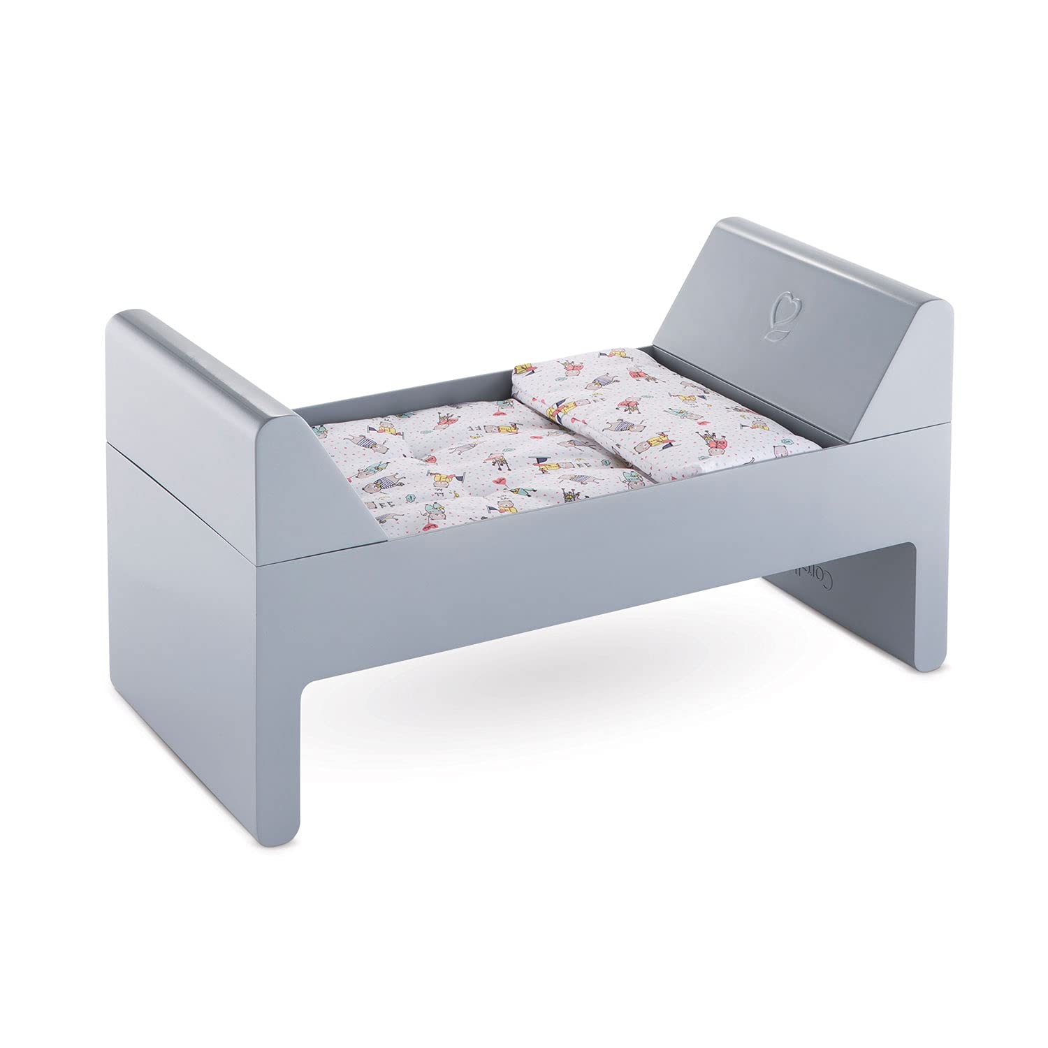 Corolle Mon Grand Poupon Crib & Bed for Baby Dolls, Grey
