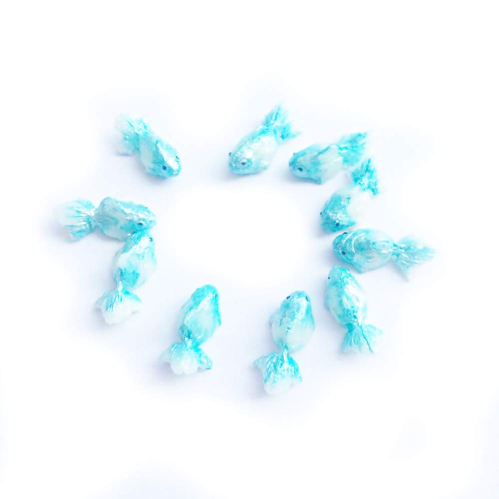an_Shop 10 Pcs Light Blue Goldfishs Miniature DIY Artificial Accessories Decorations Scale 1:12 Thai Clay Figurine Mini Decorative Craft Dollhouse