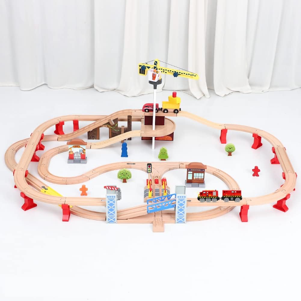 Train Toys Battery Operated Locomotive Trains for Wooden Track, Motorized Train for Toddlers with Magnetic Connection, Compatible with Thomas, Brio