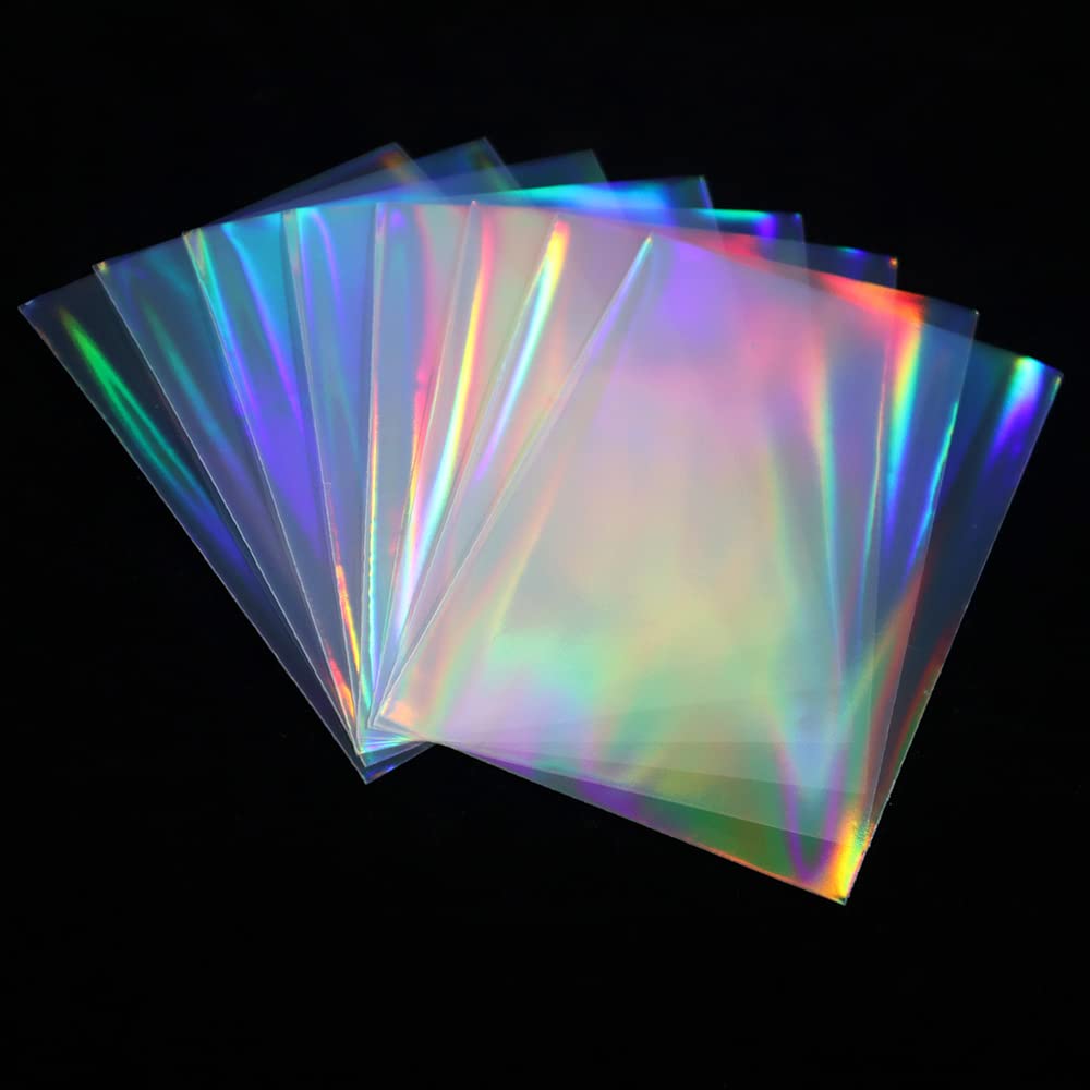 Black Lotus 100PCS Rainbow Foil Transparent Laser Clear Sleeves Idol Photo Cards Holographic Protector Trading Cards Shield Cover 61x88mm