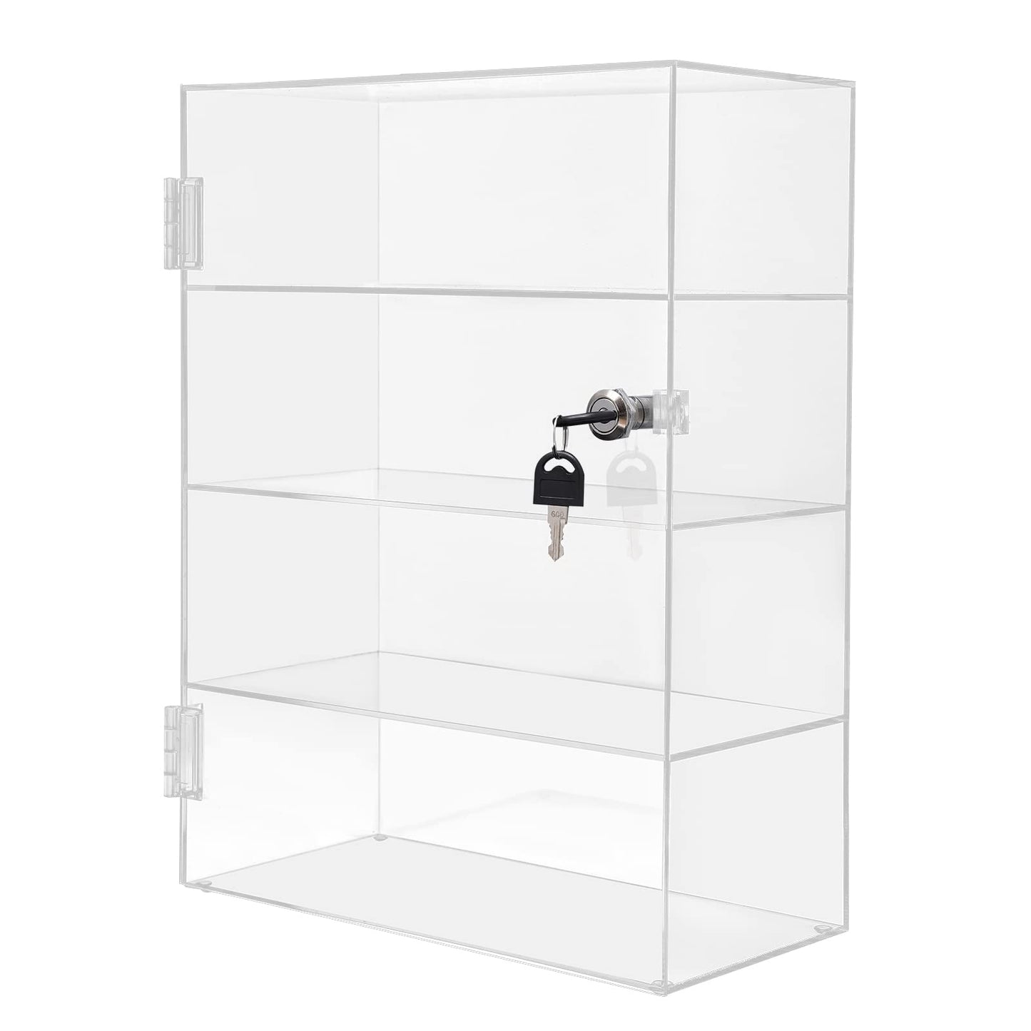 Locking Display Case,Showcase Display Cabinet,4-Tier Acrylic Display Case with Lock Key,Clear Countertop Cabinet, for Home, Stores