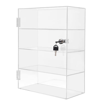 Locking Display Case,Showcase Display Cabinet,4-Tier Acrylic Display Case with Lock Key,Clear Countertop Cabinet, for Home, Stores