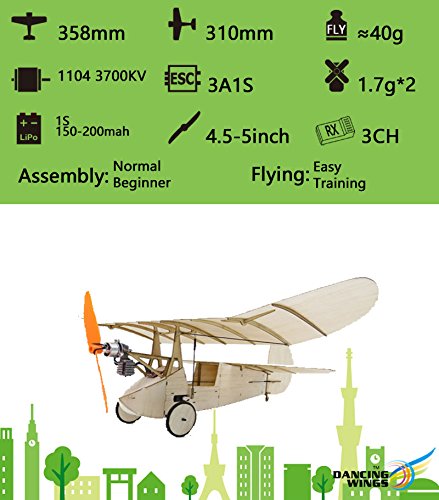 Dancing Wings Hobby K0704 RC Plane Ultra-Micro Balsawood Airplane Model 358mm Newton Kit with Power System