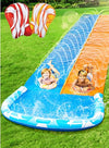 JOYIN 22.5ft Water Slides and 2 Bodyboards, Lawn Water Slide Summer Slip Waterslides Water Toy with Build in Sprinkler for Backyard Outdoor Water Fun